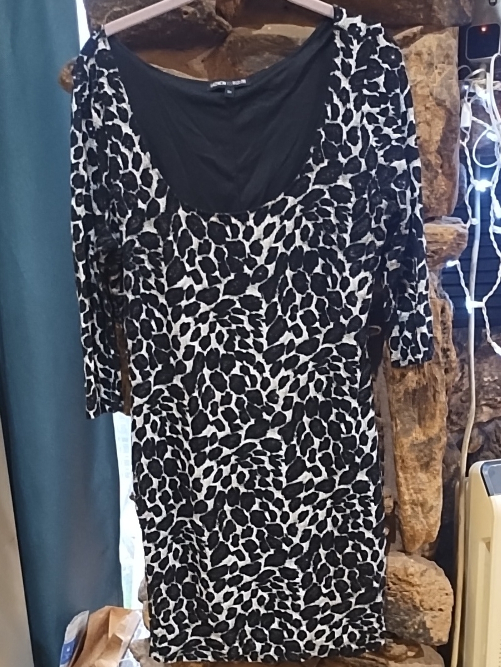Fashion To Figure Women's Black and White Animal Print Scoop Neck Dress